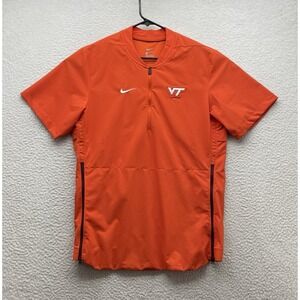 Nike Virginia Tech Coaches Shirt Mens Small S Hokies 1/4 Zip Vented Orange ACC